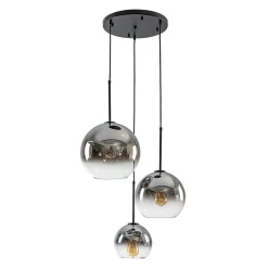 Contemporary Polished Gradual Glass Globe 3-Light Pendant