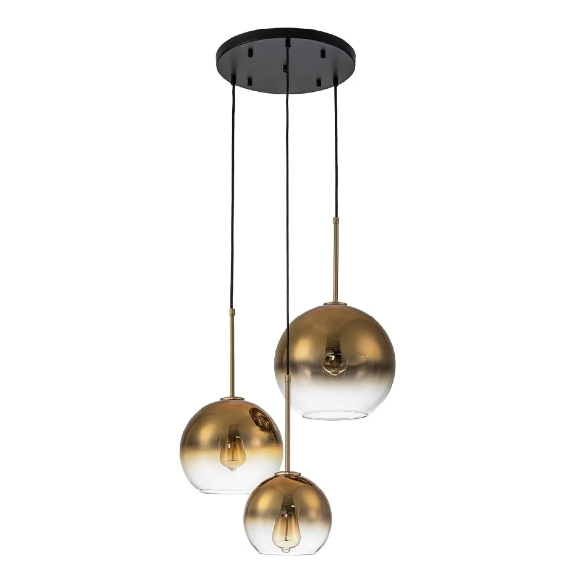 Contemporary Polished Gradual Glass Globe 3-Light Pendant
