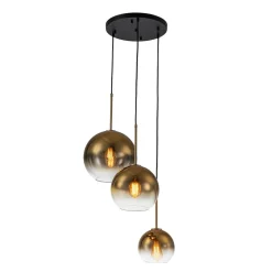 Contemporary Polished Gradual Glass Globe 3-Light Pendant
