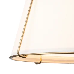 Contemporary Wide Linen Drum Brass Semi Flush Mount