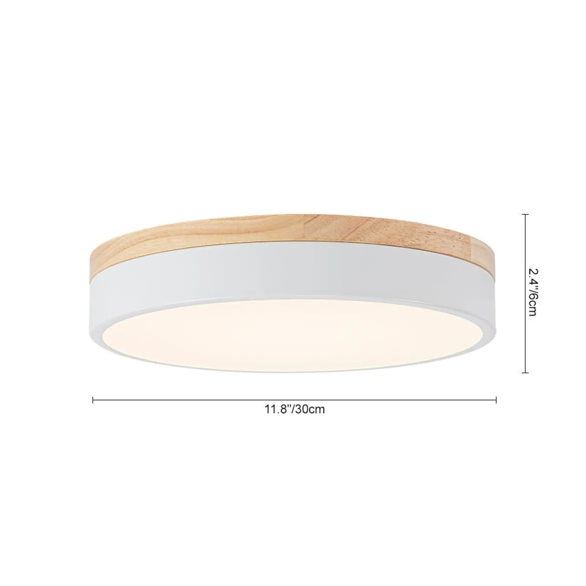 Contemporary Wood Round Dimmable LED Ceiling Light