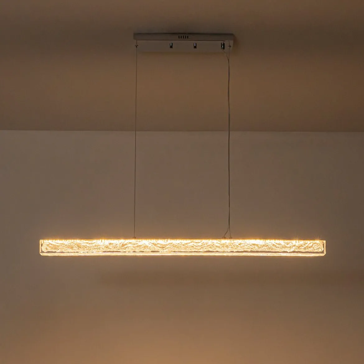 Crystal Resin Art Dimmable LED Linear Island Chandelier