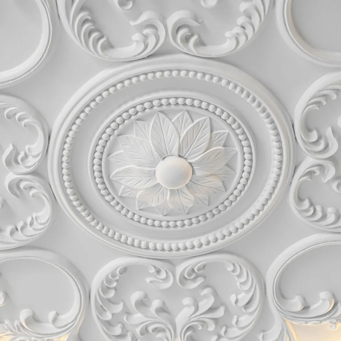 Decorative French White Medallion LED Flush Mount Light