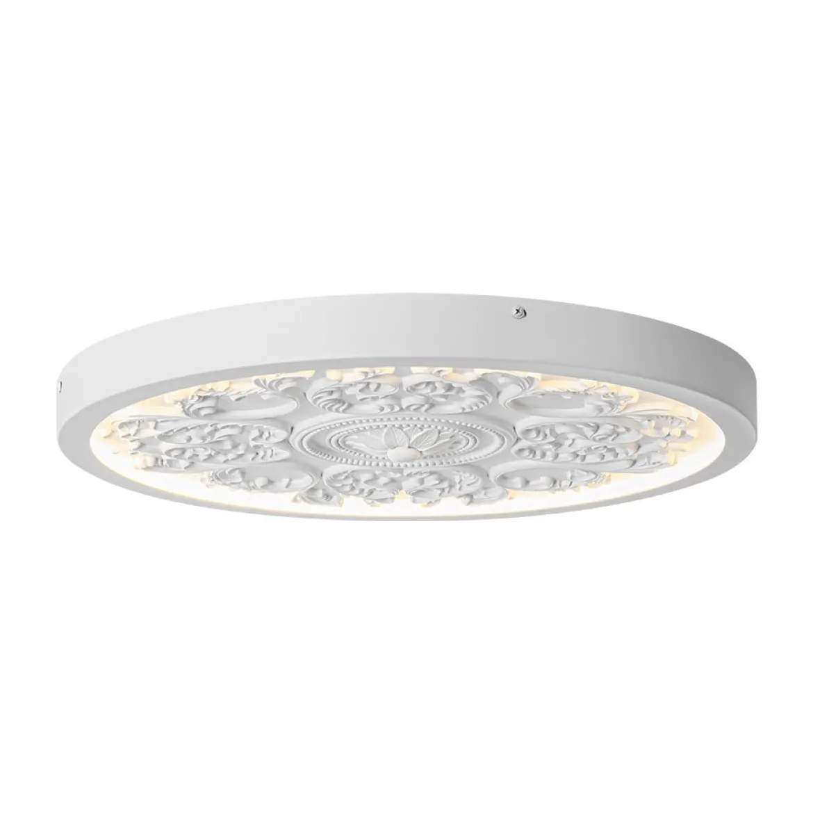 Decorative French White Medallion LED Flush Mount Light
