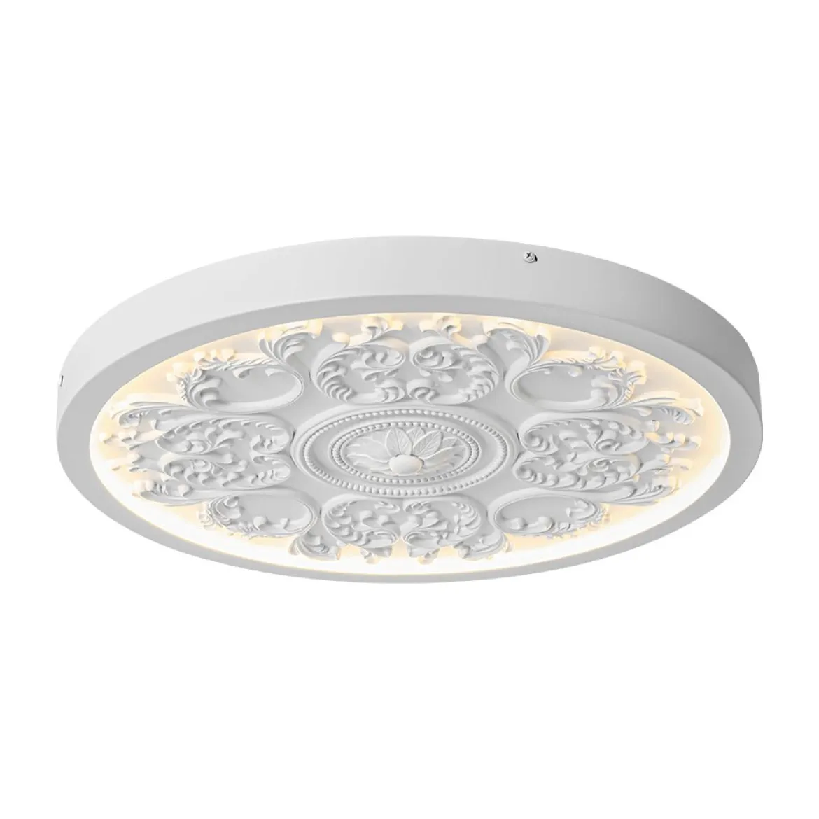 Decorative French White Medallion LED Flush Mount Light