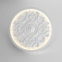 Decorative French White Medallion LED Flush Mount Light