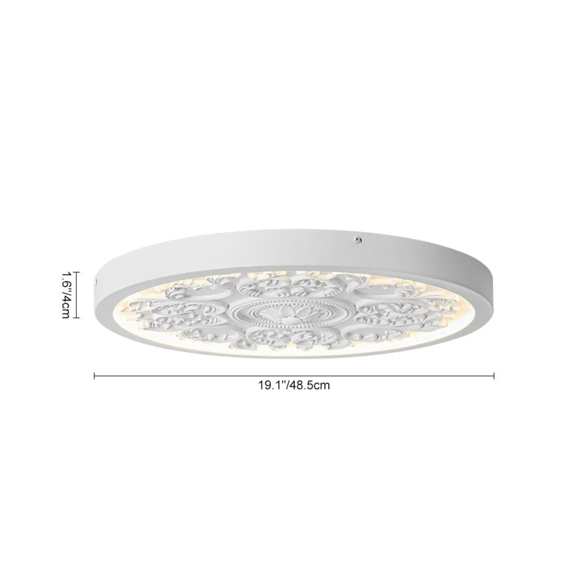 Decorative French White Medallion LED Flush Mount Light