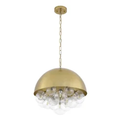 Designer Cluster Glass Globe Metal Dome Pendant Light