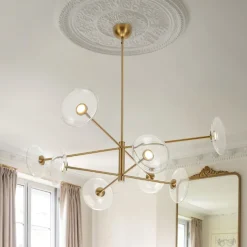 Designer Dimmable LED 8-light Glass Tiered Sputnik Chandelier