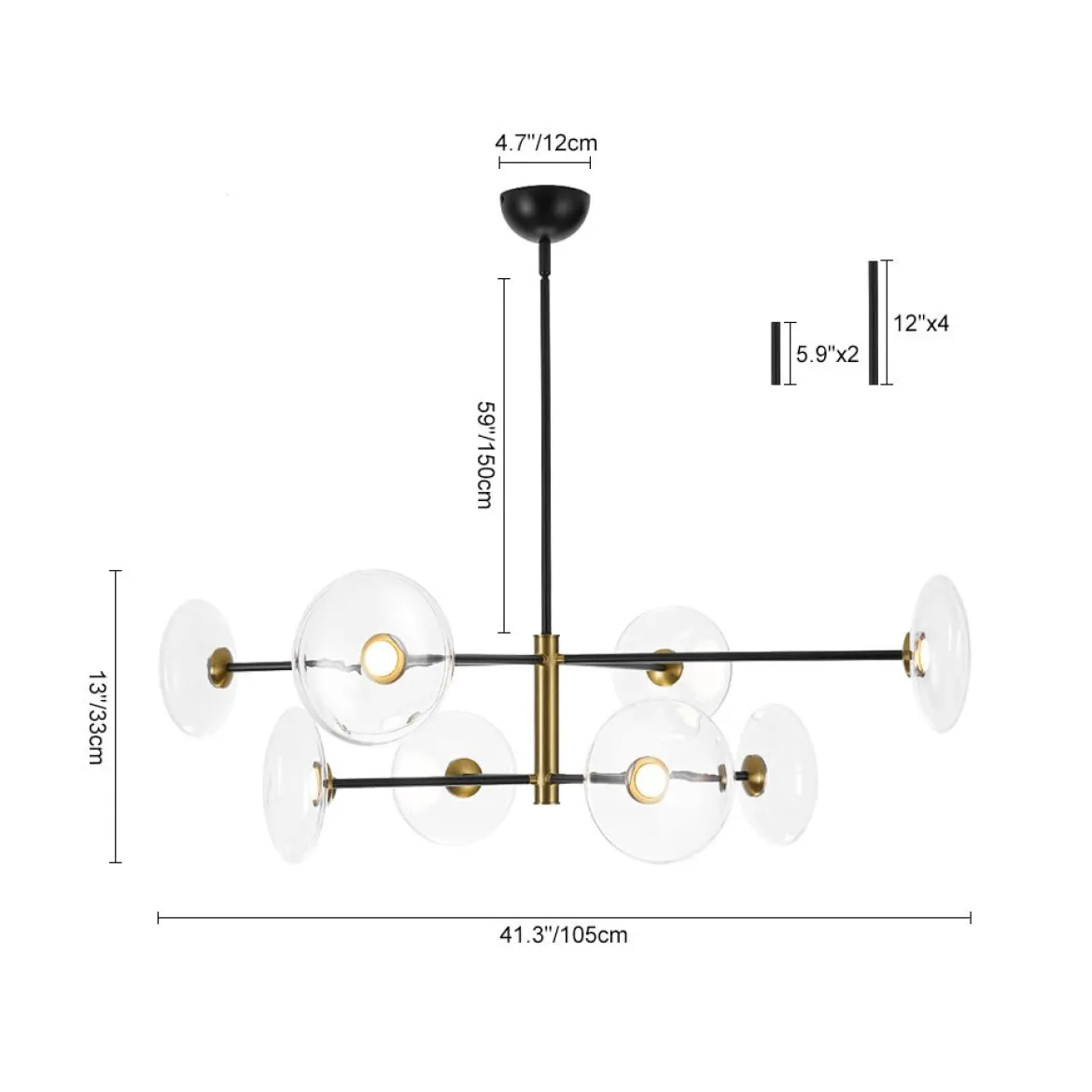 Designer Dimmable LED 8-light Glass Tiered Sputnik Chandelier