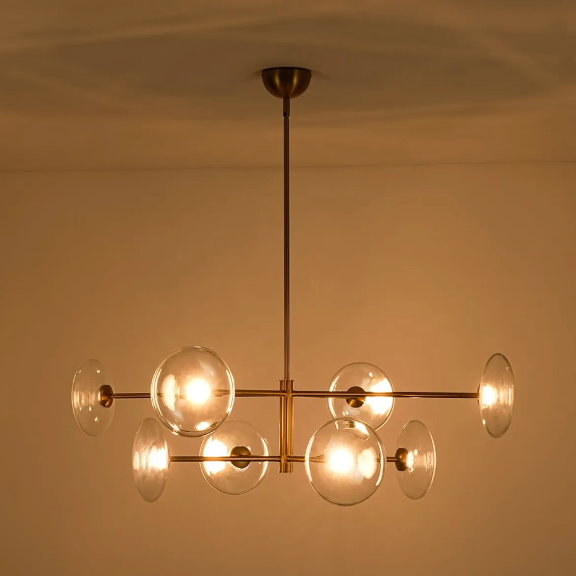 Designer Dimmable LED 8-light Glass Tiered Sputnik Chandelier