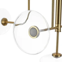 Designer 9-light Glass Dimmable LED Linear Sputnik Chandelier