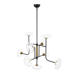 Designer 9-light Glass Dimmable LED Linear Sputnik Chandelier