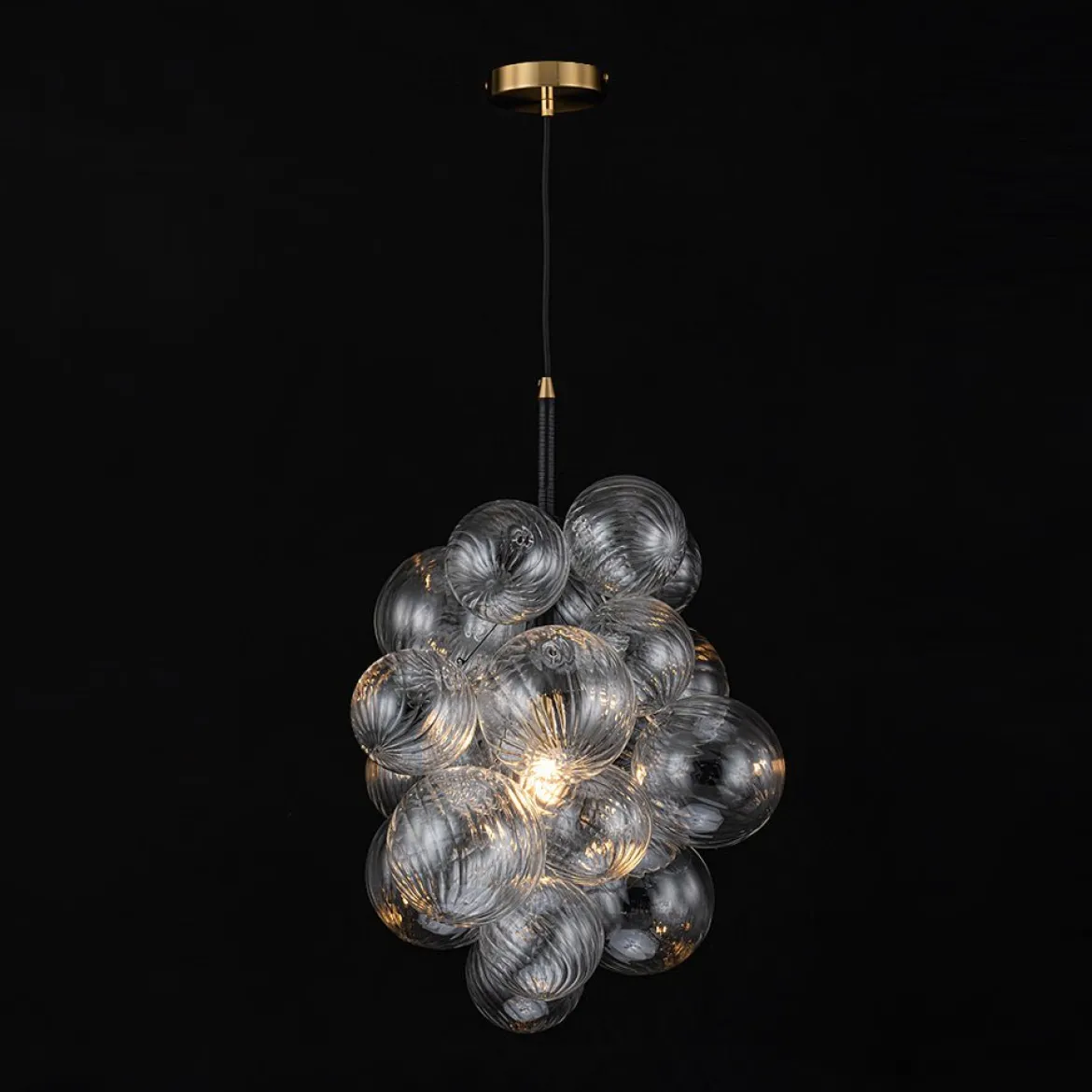 Dimmable Cluster Ribbed Glass Bubble Chandelier Pendant Light