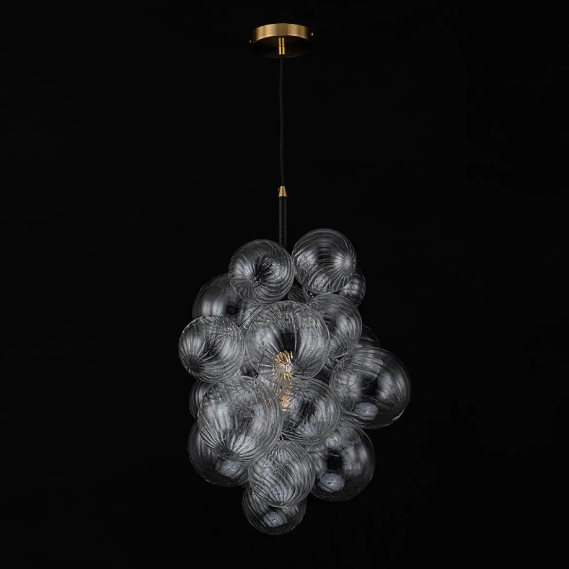 Dimmable Cluster Ribbed Glass Bubble Chandelier Pendant Light