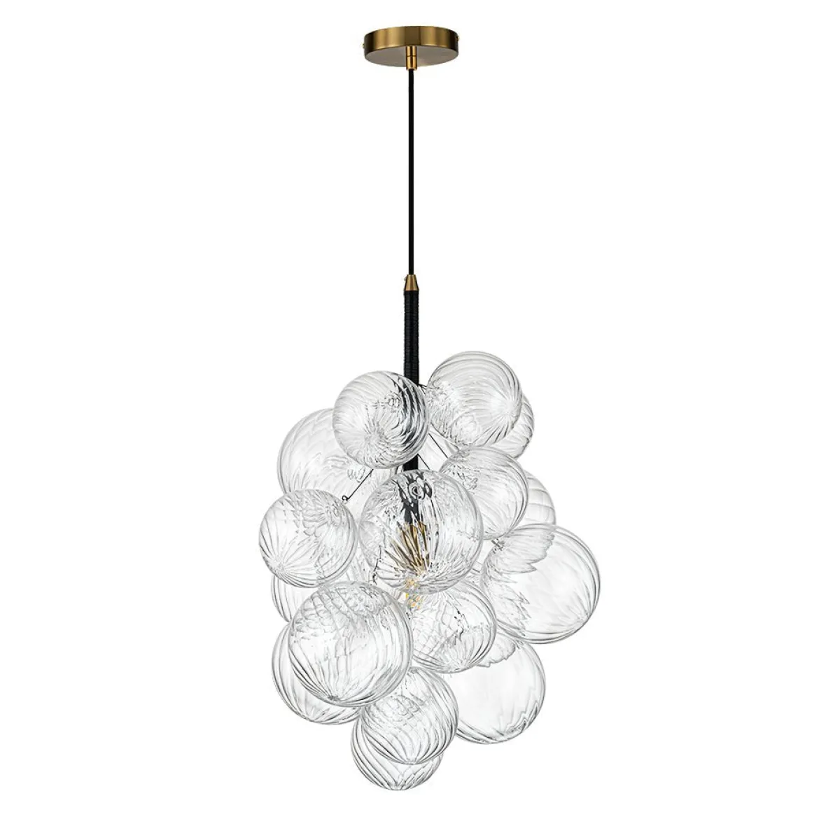 Dimmable Cluster Ribbed Glass Bubble Chandelier Pendant Light