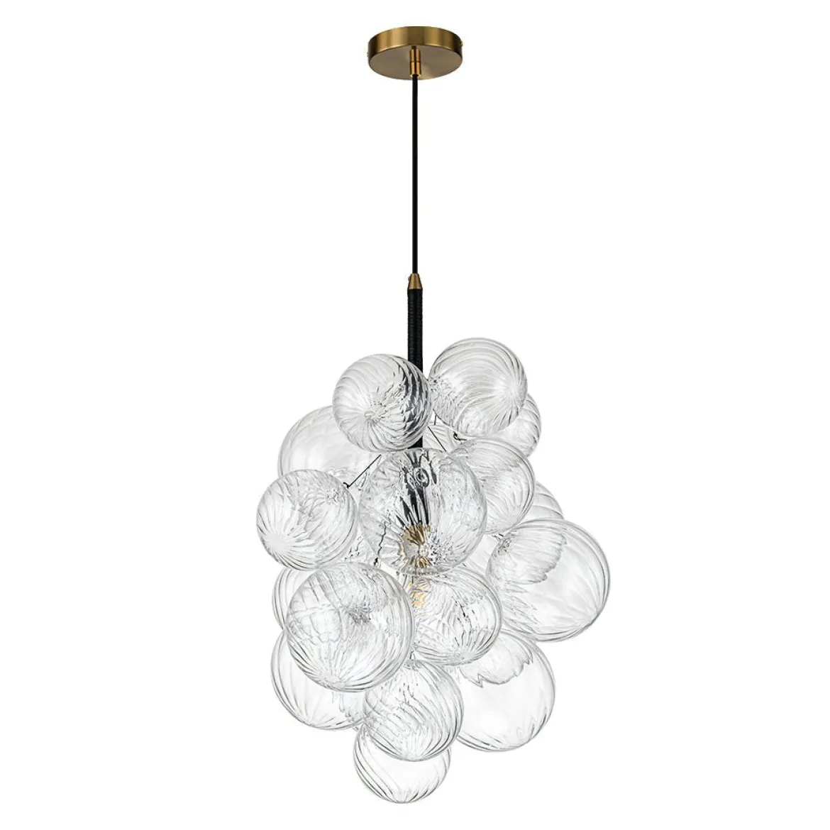 Dimmable Cluster Ribbed Glass Bubble Chandelier Pendant Light