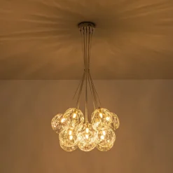Dimmable Cluster Sculpture Texture Glass Globe Bubble Chandelier