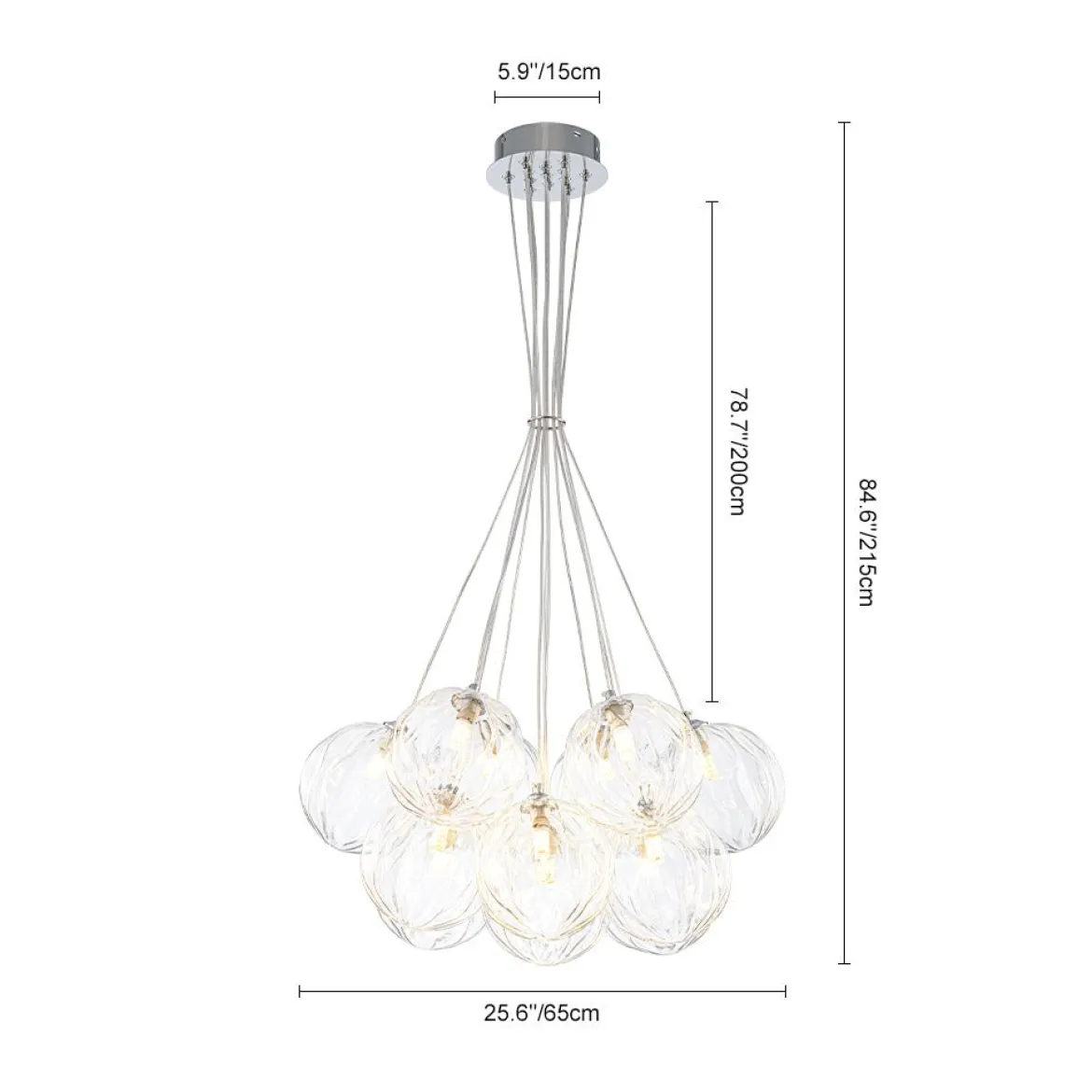 Dimmable Cluster Sculpture Texture Glass Globe Bubble Chandelier