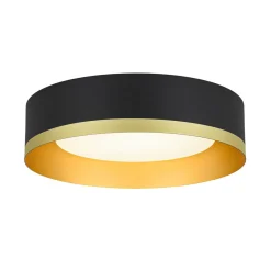 Dimmable LED Black Gold Iron Milky Glass Drum Flush Mount