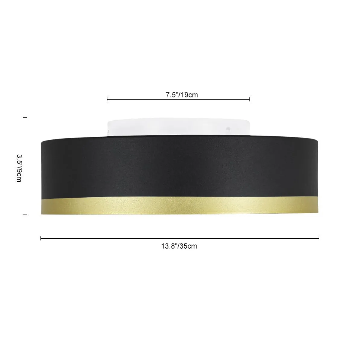 Dimmable LED Black Gold Iron Milky Glass Drum Flush Mount