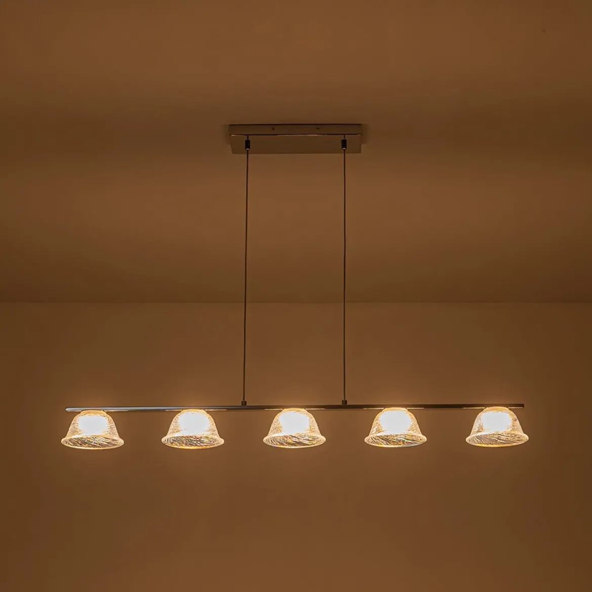 Dimmable LED Iridescent Glass Bell Island Chandelier