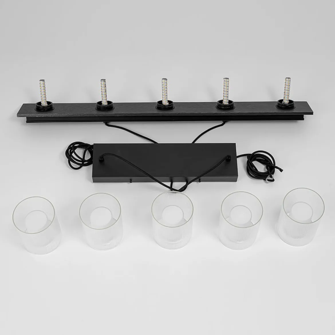Dimmable LED Ribbed Glass Shade Kitchen Island Chandelier