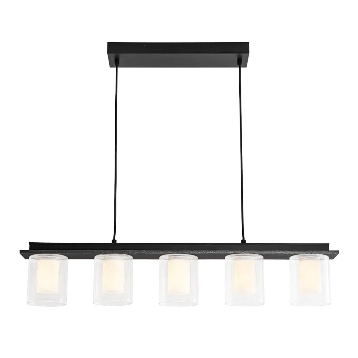 Dimmable LED Ribbed Glass Shade Kitchen Island Chandelier