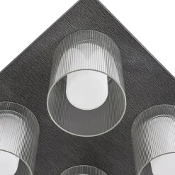 Dimmable LED Ribbed Glass 4-Light Square Semi Flush Mount