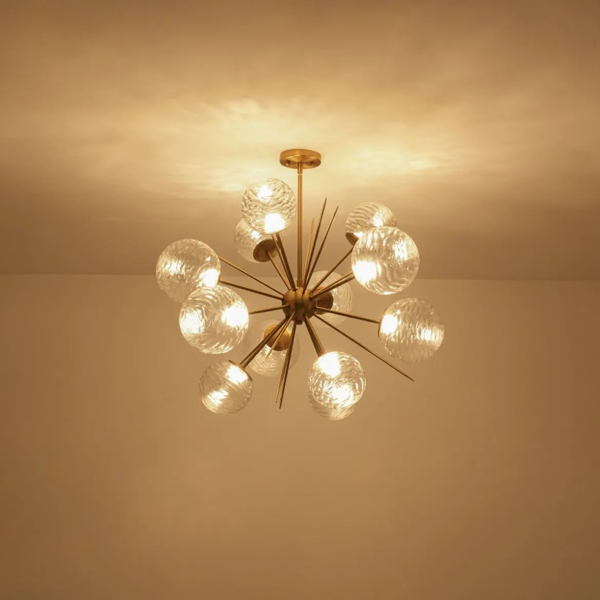 Dimmable LED Ripple Glass Bubble Sputnik Sunburst Chandelier