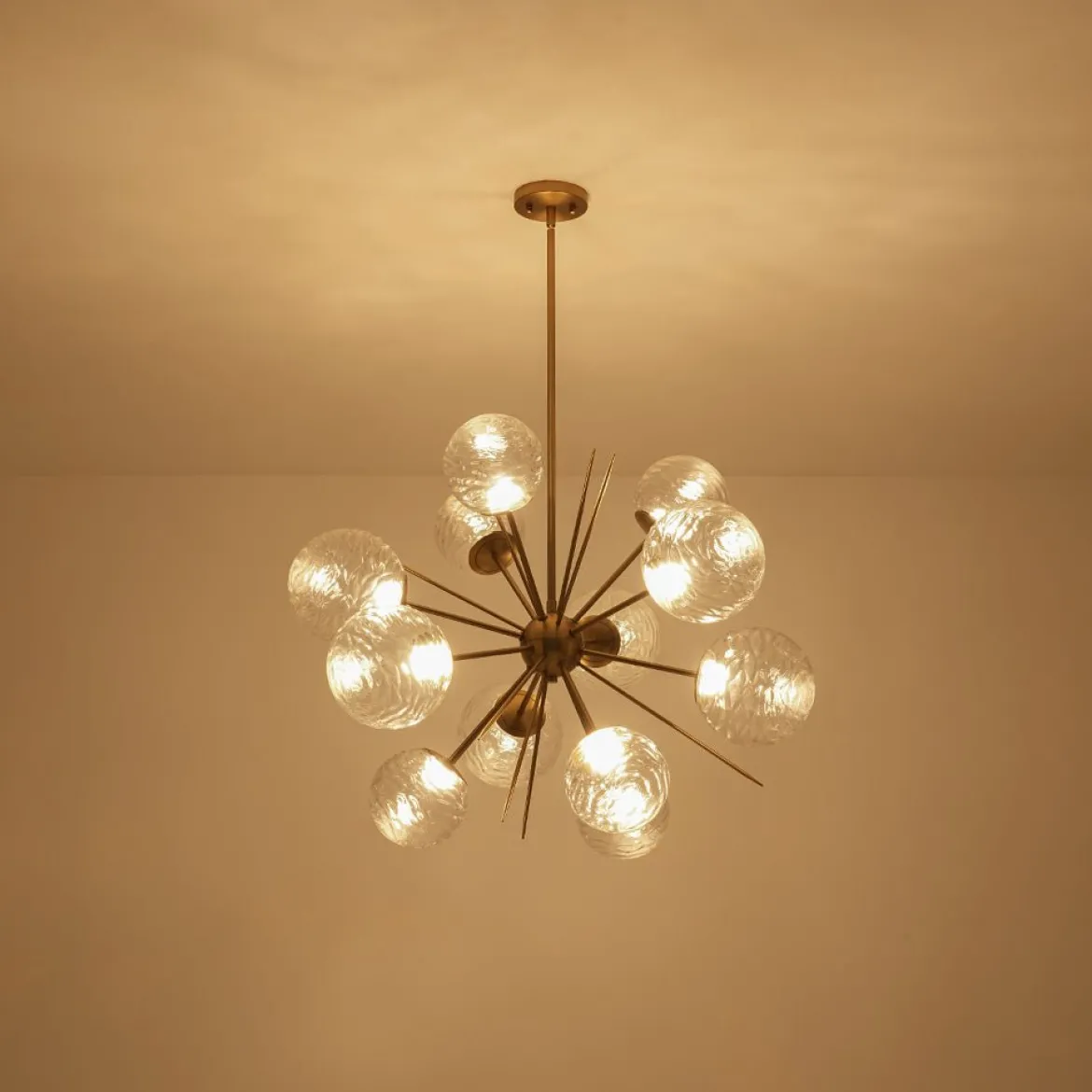 Dimmable LED Ripple Glass Bubble Sputnik Sunburst Chandelier