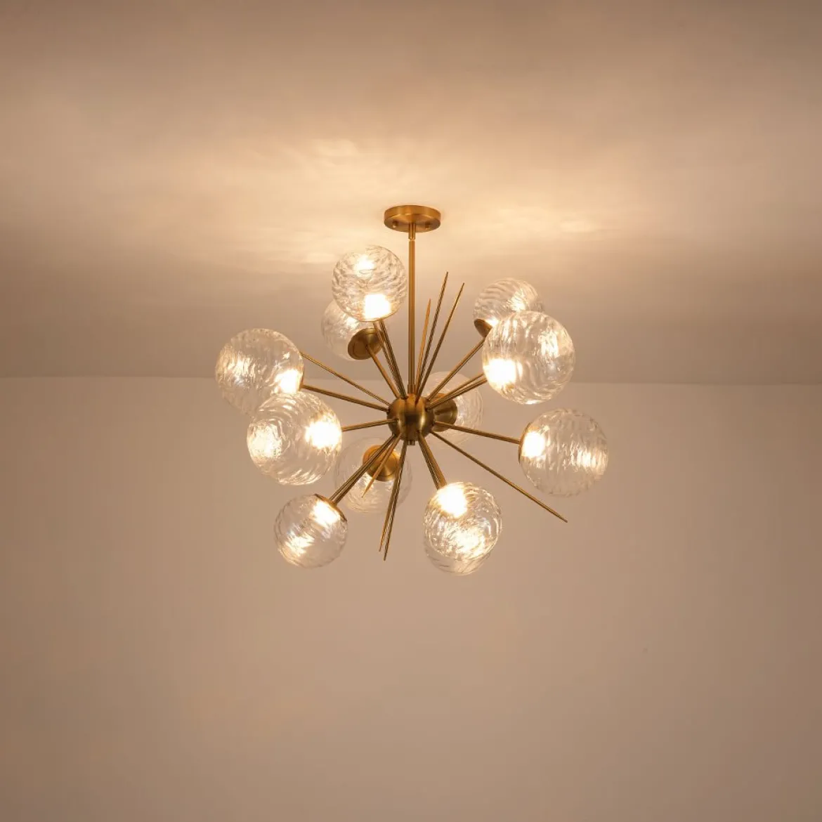 Dimmable LED Ripple Glass Bubble Sputnik Sunburst Chandelier