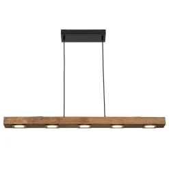Dimmable LED Rustic Linear Oak Wood Kitchen Island Pendant