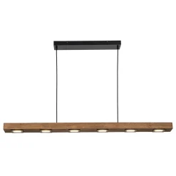 Dimmable LED Rustic Linear Oak Wood Kitchen Island Pendant