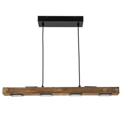 Dimmable LED Rustic Linear Oak Wood Kitchen Island Pendant