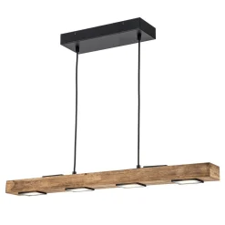 Dimmable LED Rustic Linear Oak Wood Kitchen Island Pendant