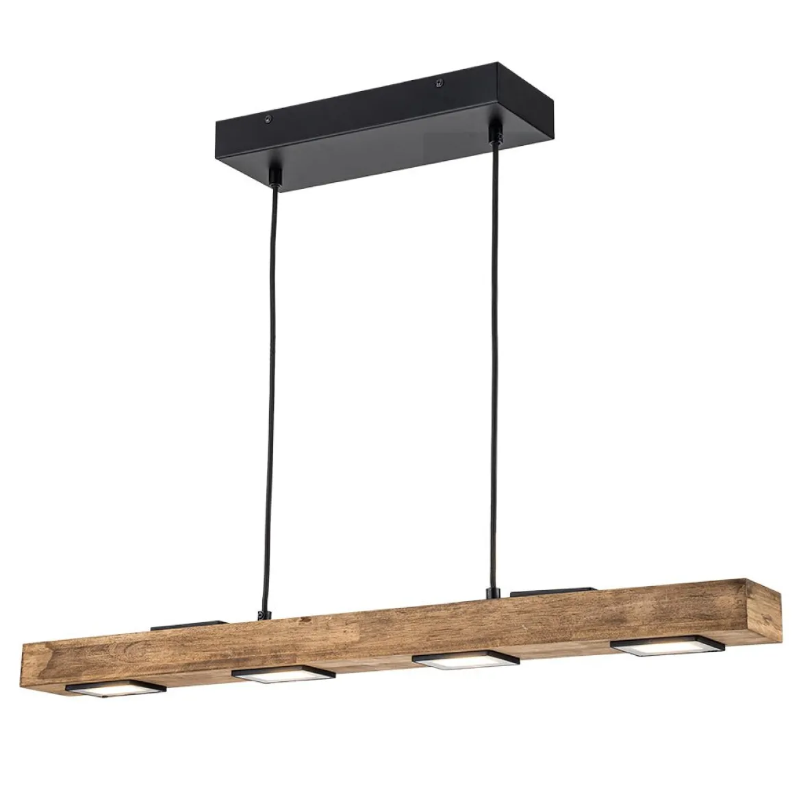 Dimmable LED Rustic Linear Oak Wood Kitchen Island Pendant