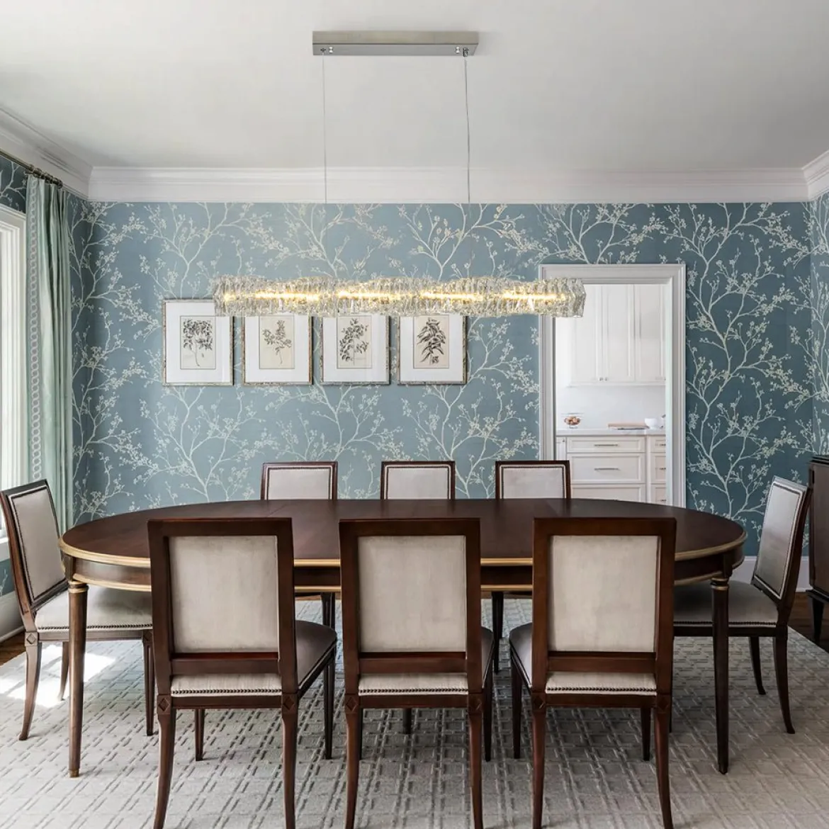 Dimmable LED Twisted Crystal Linear Island Chandelier