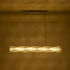 Dimmable LED Twisted Crystal Linear Island Chandelier