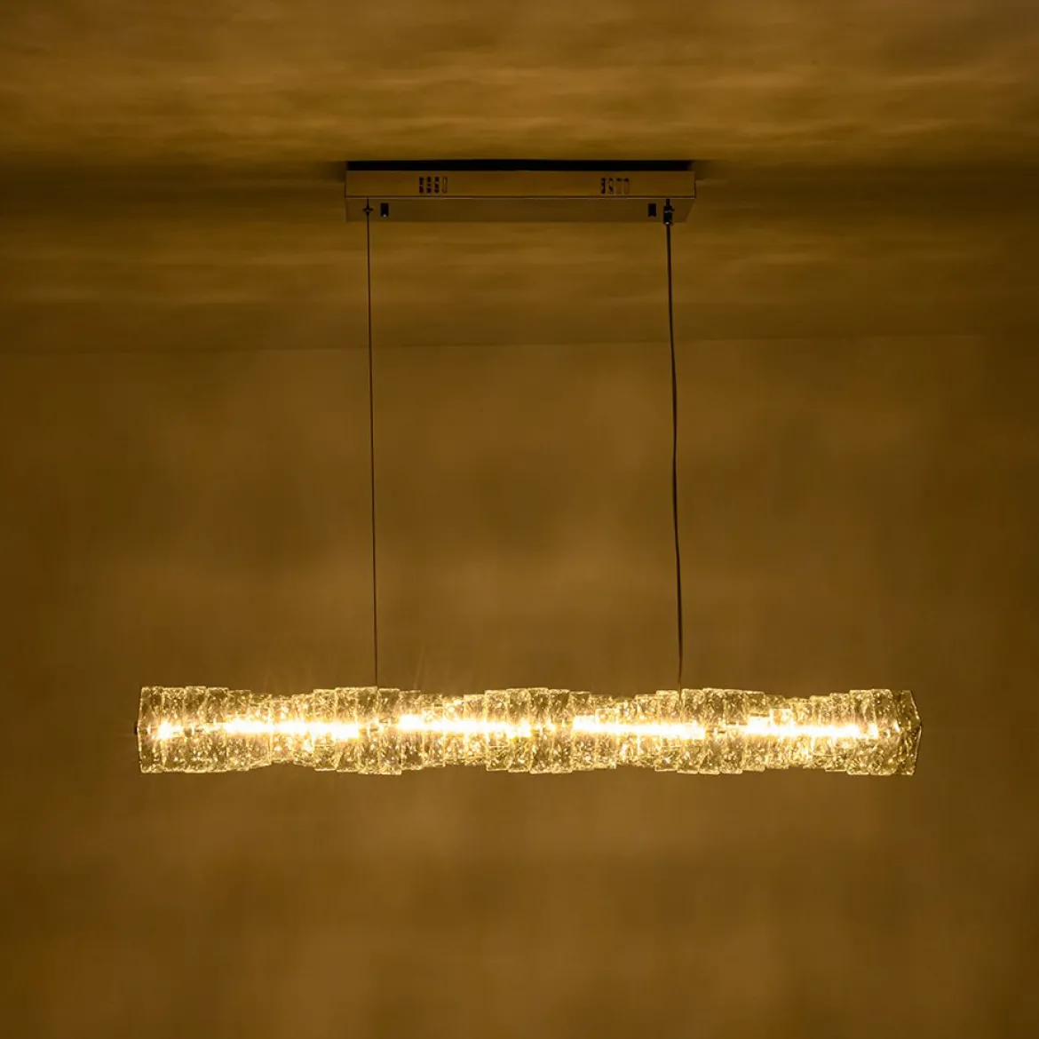 Dimmable LED Twisted Crystal Linear Island Chandelier