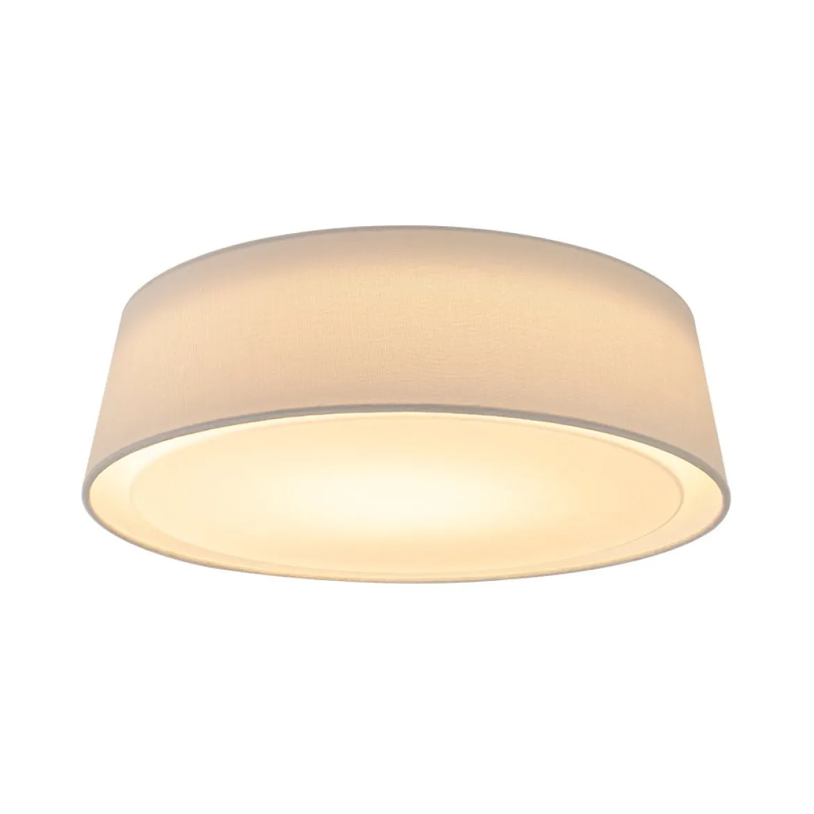 Dimmable LED White Fabric Milky Glass Drum Ceiling Light
