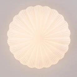 Dimmable LED White Ribbed Glass Scalloped Ceiling Light
