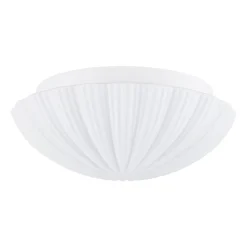 Dimmable LED White Ribbed Glass Scalloped Ceiling Light