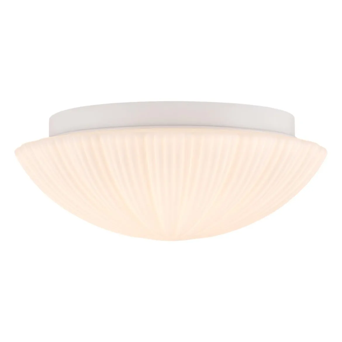 Dimmable LED White Ribbed Glass Scalloped Ceiling Light