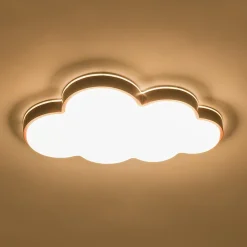 Dimmable LED Wood Accented Cloud Kids Ceiling Light