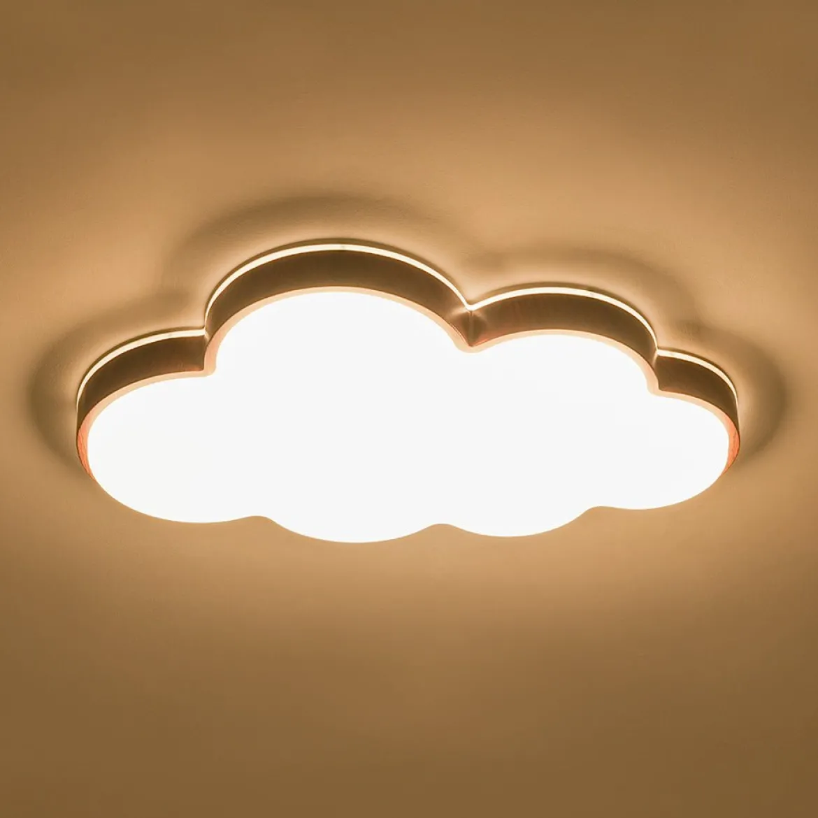 Dimmable LED Wood Accented Cloud Kids Ceiling Light