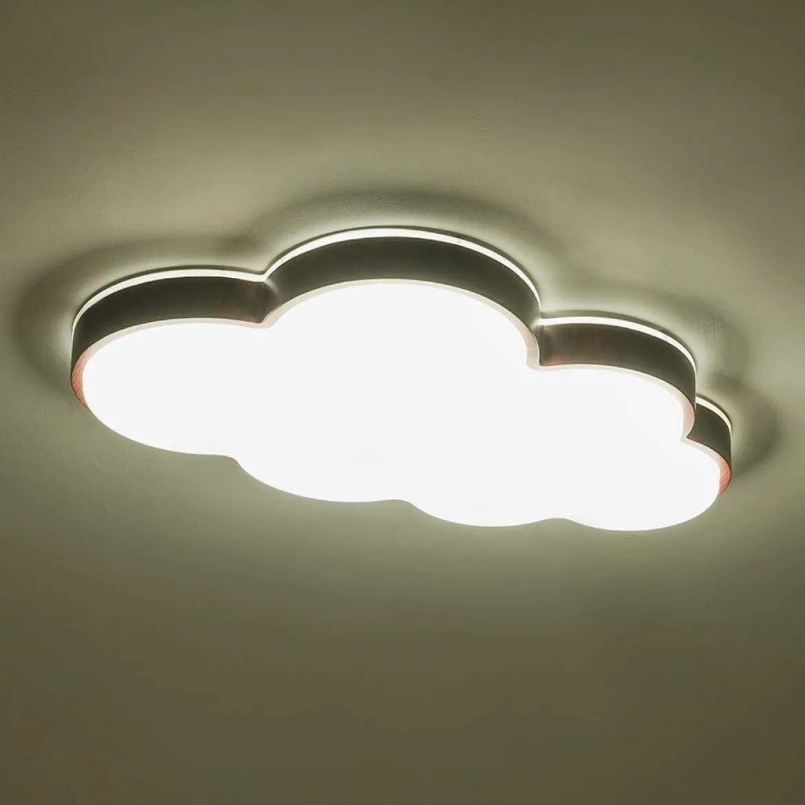 Dimmable LED Wood Accented Cloud Kids Ceiling Light