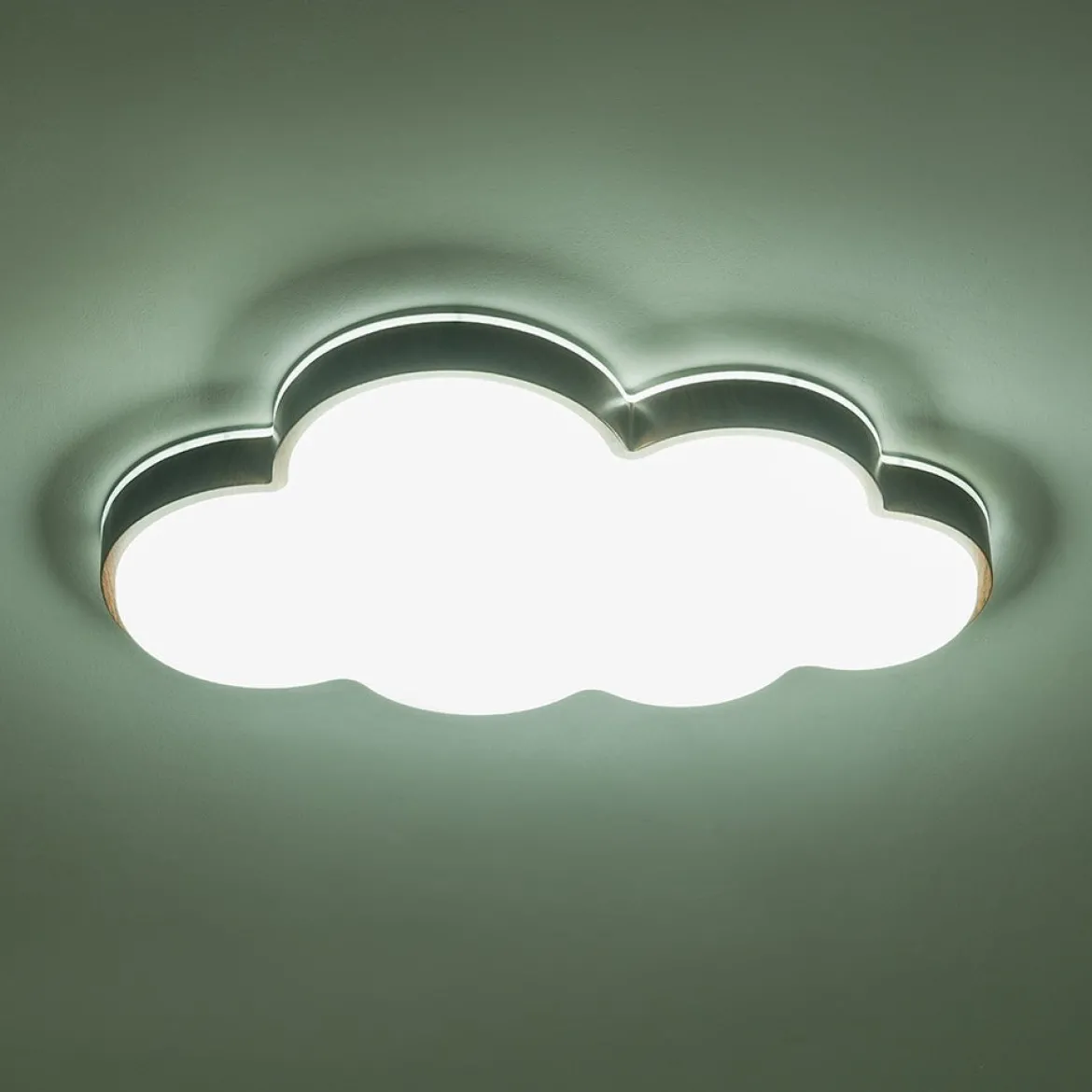 Dimmable LED Wood Accented Cloud Kids Ceiling Light