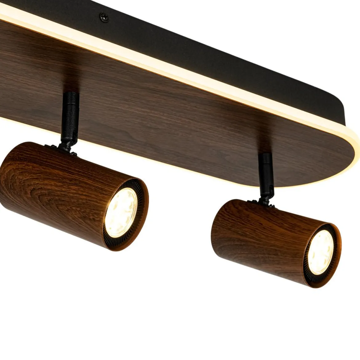 Dimmable LED Wood Linear Oval Semi Flush Adjustable Spotlight