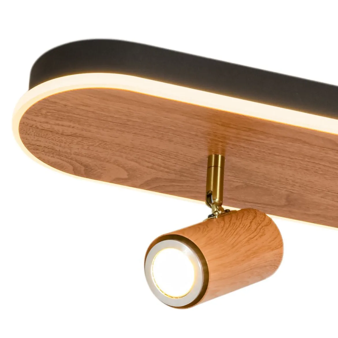 Dimmable LED Wood Linear Oval Semi Flush Adjustable Spotlight